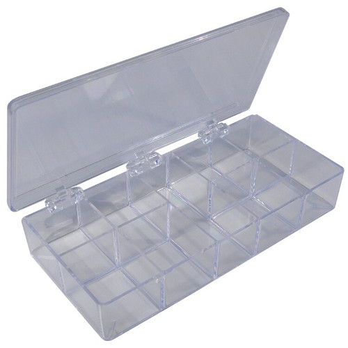 Pico 0003A  7" x 3-3/8" x 1-1/4" Empty 9 Compartment Styrene Plastic Kit Box Image 0