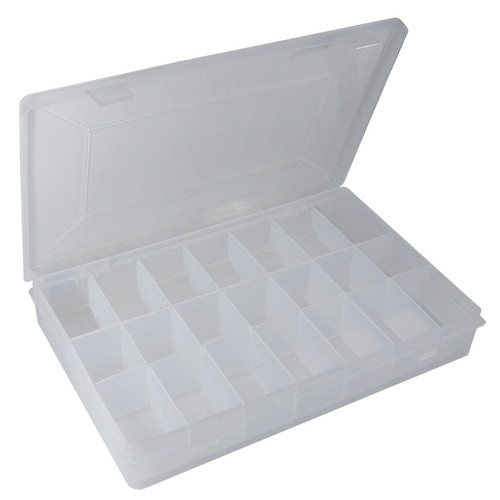 Pico 0012A  10-3/4" x 7" x 1-1/2" Empty 18 Compartment Flex Plastic Kit Box Image 0