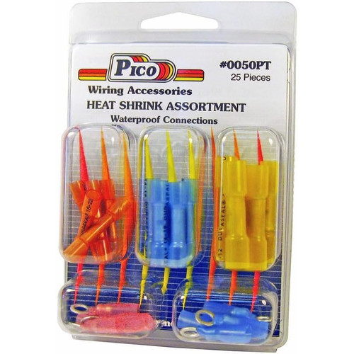 Pico 0050PT  25 Piece Crimp & Heat Shrink Butt Connector and Assorted Ring Terminal Kit (22-16, 16-14 & 12-10 AWG) Image 0