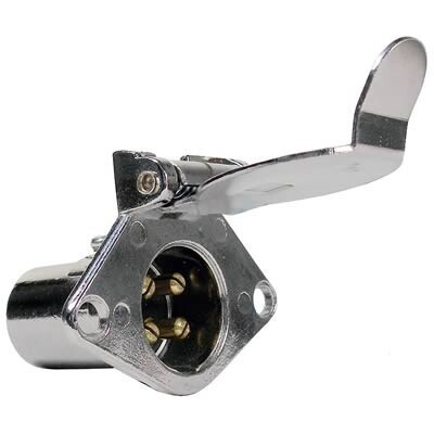 Pico 0724PT  Chrome 4-Pole 20 Amp Female Socket Trailer Electrical Connector Image 0
