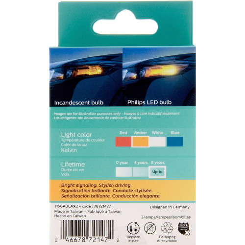 Philips 1156ALED  Ultinon LED - Amber - 2 per Package Image 1 Philips 1156ALED  Ultinon LED - Amber - 2 per Package Image 1