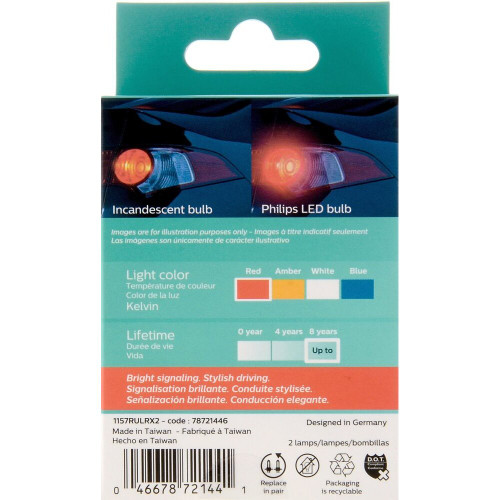 Philips 1157RLED  Ultinon LED - Red - 2 per Package Image 1