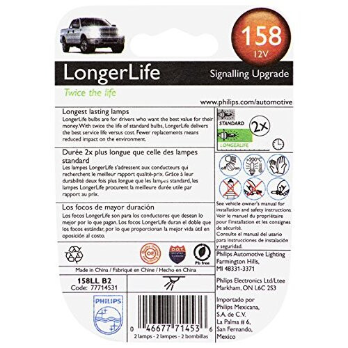 Philips 158LL  Miniature Bulbs - 2 Bulbs per Package (158LLB2) Image 1