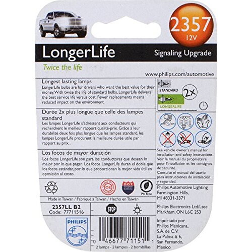 Philips 2357LL  LongerLife Miniature Bulbs - 2 Bulbs per Package (2357LLB2) Image 1