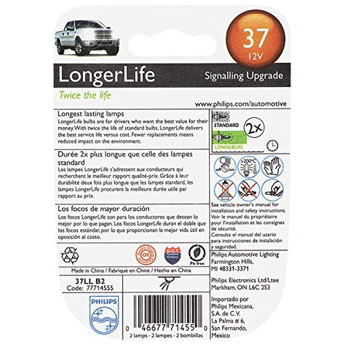 Philips 37LL  LongerLife Miniature Bulbs - 2 Bulbs per Package (37LLB2) Image 1
