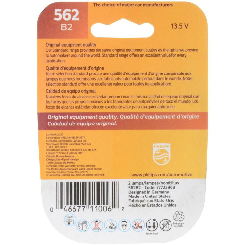Philips 562  Standard Miniature Bulbs - 2 Bulbs per Package (562B2) Image 2