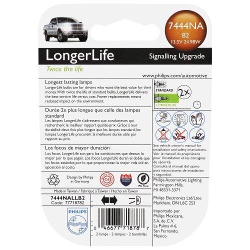 Philips 7444NALL  LongerLife Miniature Bulbs - Natural Amber - 2 Bulbs per Package (7444NALLB2) Image 1