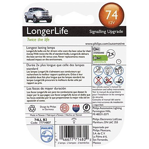 Philips 74LL  LongerLife Miniature Bulbs - 2 Bulbs per Package (74LLB2) Image 1 Philips 74LL  LongerLife Miniature Bulbs - 2 Bulbs per Package (74LLB2) Image 1