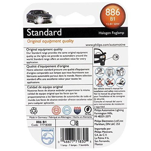 Philips 886  Standard Halogen Replacement Front Fog / Driving Light Bulb - 1 per Package (886B1) Image 1