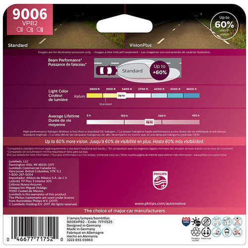 Philips 9006  VisionPlus Upgrade Headlight Bulbs - 2 per Package (9006VPB2) Image 1