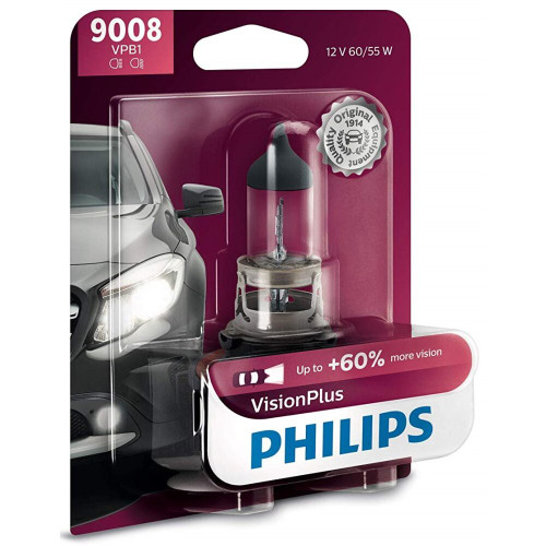 Philips 9008  (H13) VisionPlus Upgrade Headlight Bulb - 1 per Package (9008VPB1) Image 0