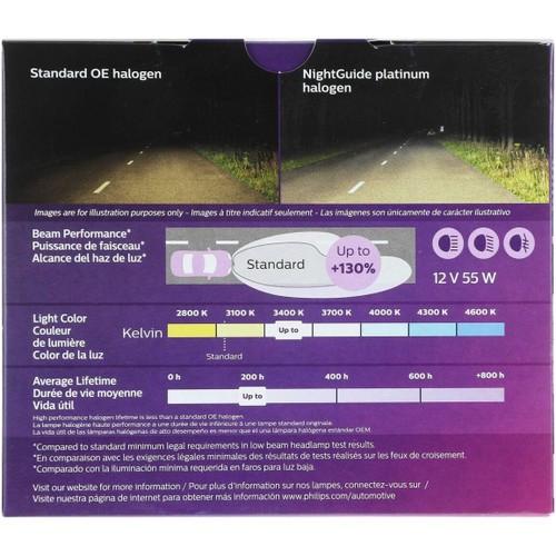 Philips H11  NightGuide Platinum Upgrade Headlight Bulbs - 2 per Package (H11NGPS2) Image 3