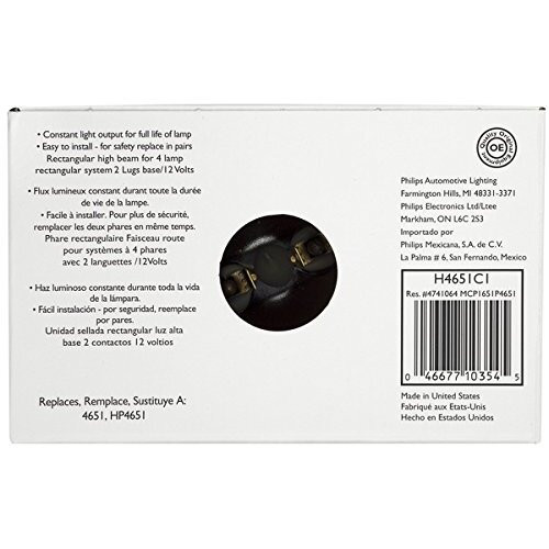 Philips H4651  Standard Halogen Sealed Beam Headlamp - 1 per Box (H4651C1) Image 1