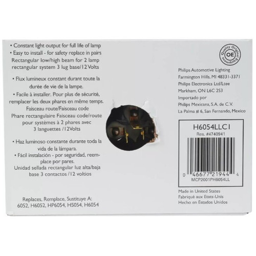 Philips H6054  LongerLife Upgrade Sealed Beam Headlight Bulb - 1 per Box (H6054LLC1) Image 2