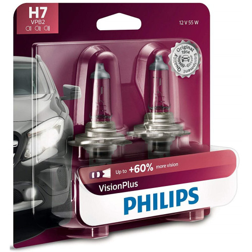 Philips H7  VisionPlus Upgrade Headlight Bulbs - 2 per Package (H7VPB2) Image 0