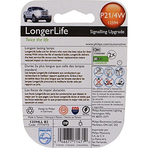 Philips P21/4WLL  LongerLife Miniature Bulbs - 2 Bulbs per Package (P21/4WLLB2) Image 1