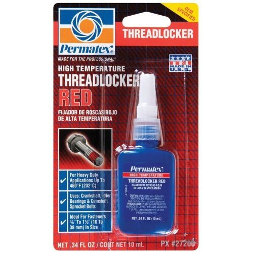 Permatex 27200  High Temperature Threadlocker RED - 10 ml Bottle Image 0