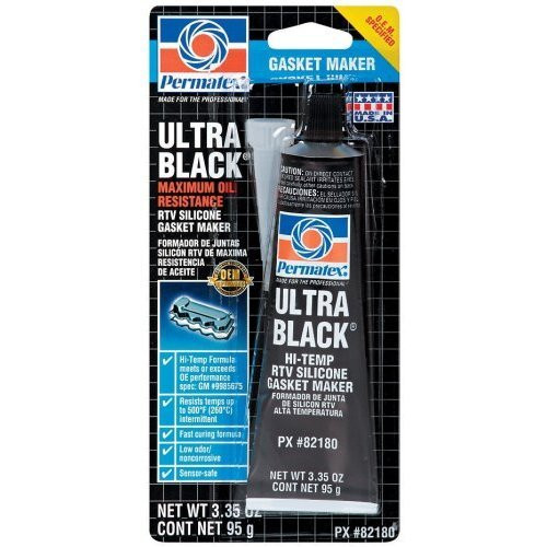 Permatex 82180  Ultra Black Maximum Oil Resistance RTV Silicone Gasket Maker - 3.35 oz Tube (598BR) Image 0