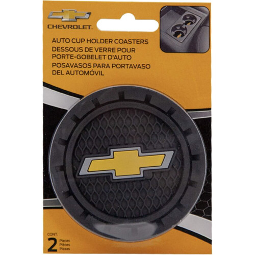 Plasticolor 648R01  Cup Holder Coasters with Chevy Bowtie Logo - 2 per Package Image 1