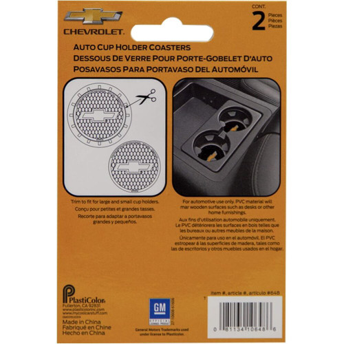 Plasticolor 648R01  Cup Holder Coasters with Chevy Bowtie Logo - 2 per Package Image 2