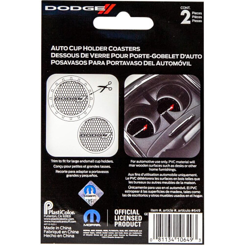 Plasticolor 649R01  Cup Holder Coasters with Dodge Logo - 2 per Package Image 3