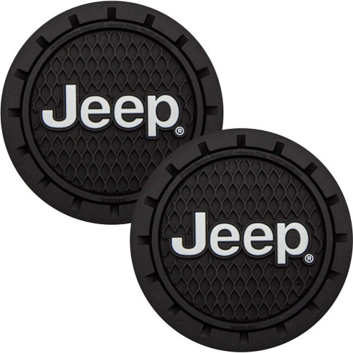 Plasticolor 652R01  Cup Holder Coasters with Jeep Logo - 2 per Package Image 1
