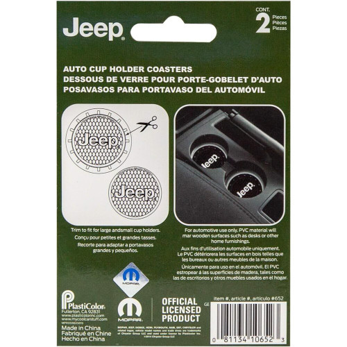 Plasticolor 652R01  Cup Holder Coasters with Jeep Logo - 2 per Package Image 3