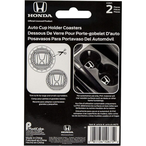 Plasticolor 675R01  Cup Holder Coasters with Honda Logo - 2 per Package Image 3