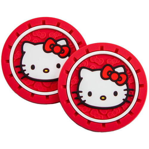 Plasticolor 677R01  Cup Holder Coasters Hello Kitty Logo - 2 per Package Image 1 Plasticolor 677R01  Cup Holder Coasters Hello Kitty Logo - 2 per Package Image 1