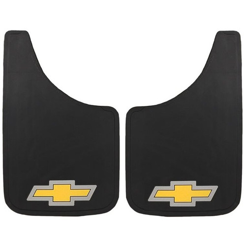Plasticolor 489R03  Easy Fit 9" x 15" Mud Guards Chevrolet Bowtie Logo - Set of 2 Image 0