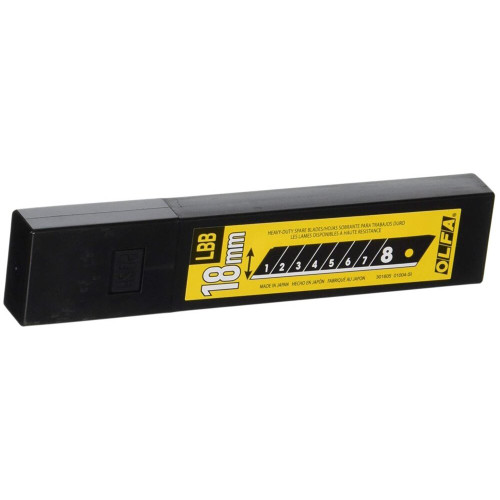 Olfa 9070  18mm Heavy-duty Ultra-Sharp Black Snap-off Blades - 10 per Package (LBB-10B) Image 1