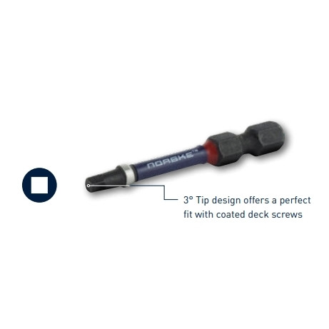 Norske Tools  NIBBI007  2" x #2 Square Drive Impact Torsion Driver Bits - 10 per Package Image 1