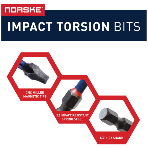 Norske Tools  NIBBI068  3-1/2" x #1 Phillips Power Impact Torsion Driver Bits - 10 per Package Image 2