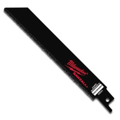 Milwaukee 48-00-1420  6" Carbide Grit Sawzall Blade Coarse Grit for Tile/Masonry 3 Blades per Pack Image 0