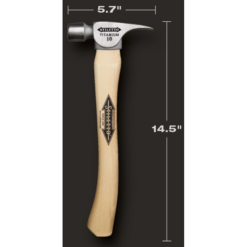 Stiletto FH10-C 10 oz Titanium Smooth Face Finish Hammer with 14" Curved Handle Image 4