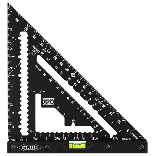 Stiletto STSQ7-L  7" Carpenter Square with Level Image 0