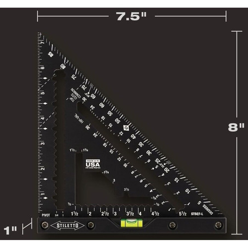 Stiletto STSQ7-L  7" Carpenter Square with Level Image 4