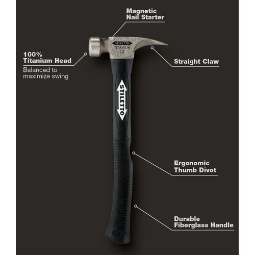 Stiletto  TI12SC-F  12 oz Titanium Smooth Face Hammer 16" Hybrid Fiberglass Handle Image 3