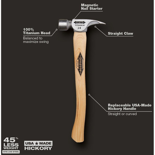 Stiletto TI14MC 14oz Titanium, Milled Face, Curved Handle Framing Hammer Image 3