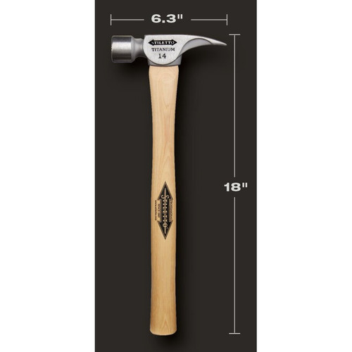 Stiletto TI14MS  14oz Titanium, Milled Face, 18" Straight Hickory Handle Framing Hammer Image 4