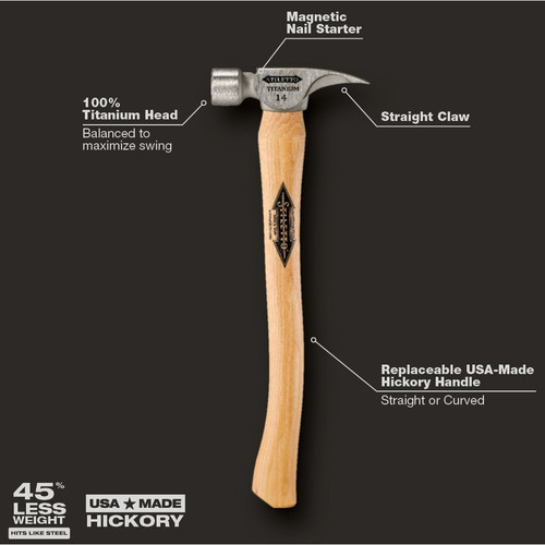 Stiletto TI14SC  14oz Titanium, Smooth Face, Curved Handle Framing Hammer Image 3