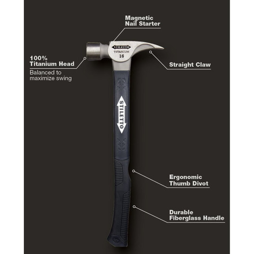 Stiletto  TI16MC-F  16 oz Titanium Milled Face Hammer 18" Hybrid Fiberglass Handle Image 3