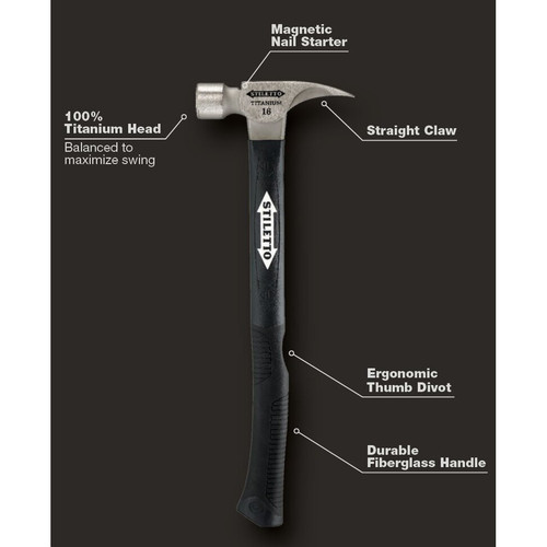 Stiletto  TI16SC-F  16 oz Titanium Smooth Face Hammer 18" Hybrid Fiberglass Handle Image 3