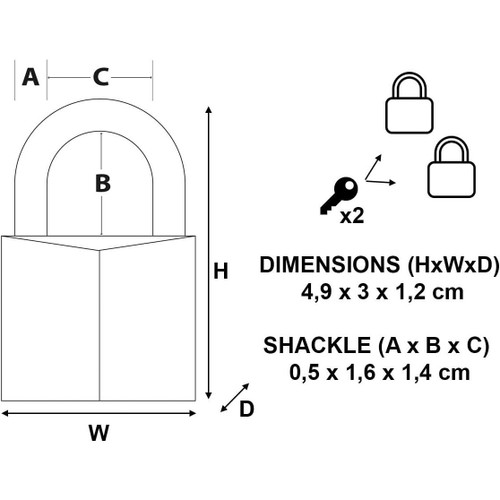 Master Lock 130D  1-3/16" Wide Solid Brass Body Padlock with 5/8" Shacle Height Image 3