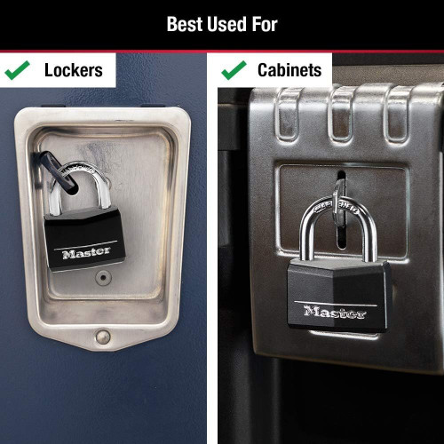 Master Lock 141D  1-9/16" Wide Black Vinyl Covered Body Padlock with 7/8" Shacle Height Image 2