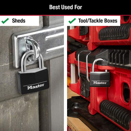 Master Lock 141D  1-9/16" Wide Black Vinyl Covered Body Padlock with 7/8" Shacle Height Image 3