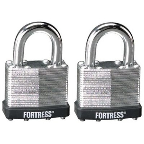 Master Lock 1803T  Fortress 1-1/2" Wide Steel Laminated Padlocks with 7/8" Shackle Height - 2 per Package Both Keyed Alike Image 0 Master Lock 1803T  Fortress 1-1/2" Wide Steel Laminated Padlocks with 7/8" Shackle Height - 2 per Package Both Keyed Alike Image 0