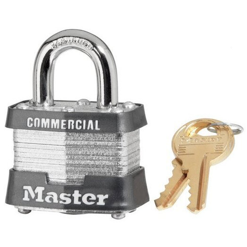 Master Lock 3KA-0356  1-9/16" Wide Keyed Alike Commercial Grade Laminated Padlock with 3/4" Shackle Height - Keyed to 0356 Key Code Image 0