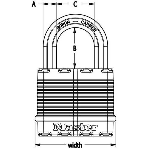 Master Lock M5XDHC  Magnum 2" Wide Laminated Padlock with Tough-Cut Octagonal Shackle 1" Height Image 1