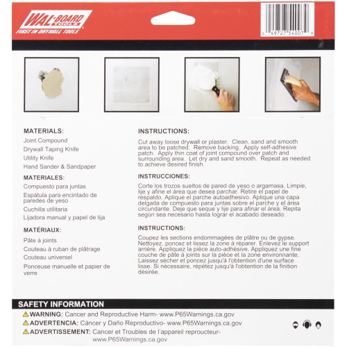 Wal-Board Tools 054-007  8" x 8" Drywall Patch - 1 per Package (40216) Image 2
